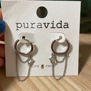 Puravida January 2022 Jewelry Box Subscription Silver Star Hoop Earrings | NEW